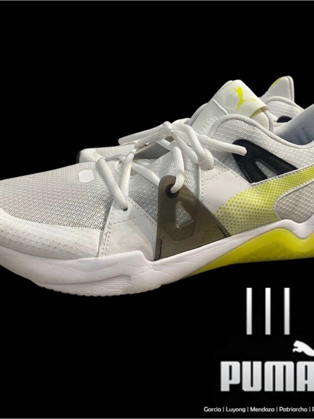 Like New Puma Men's White and Neon Yellow Athletic Sneakers